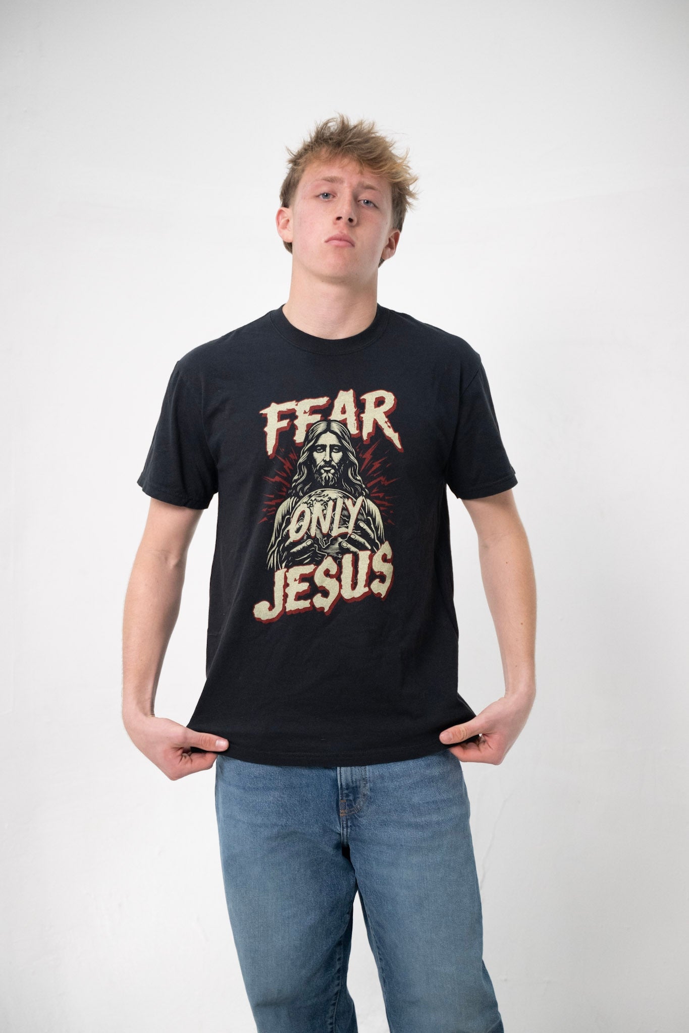 Fear Only Jesus - Black Cotton Tee